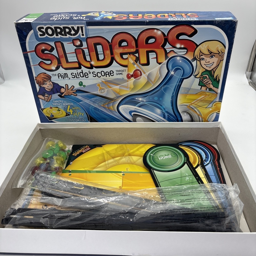 Sorry Sliders Board Game Parker Brothers Complete 4 Ways to Play Aim Slide Score